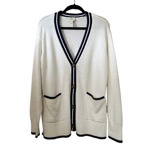 St. John’s Bay Tipped Cardigan off White / Navy Size XL